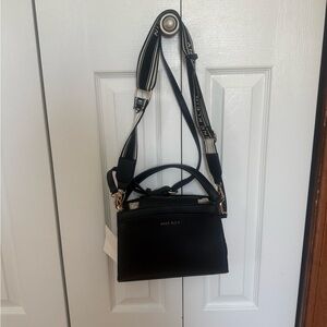 Anne Klein Black Crossbody Bag with Gold Details
